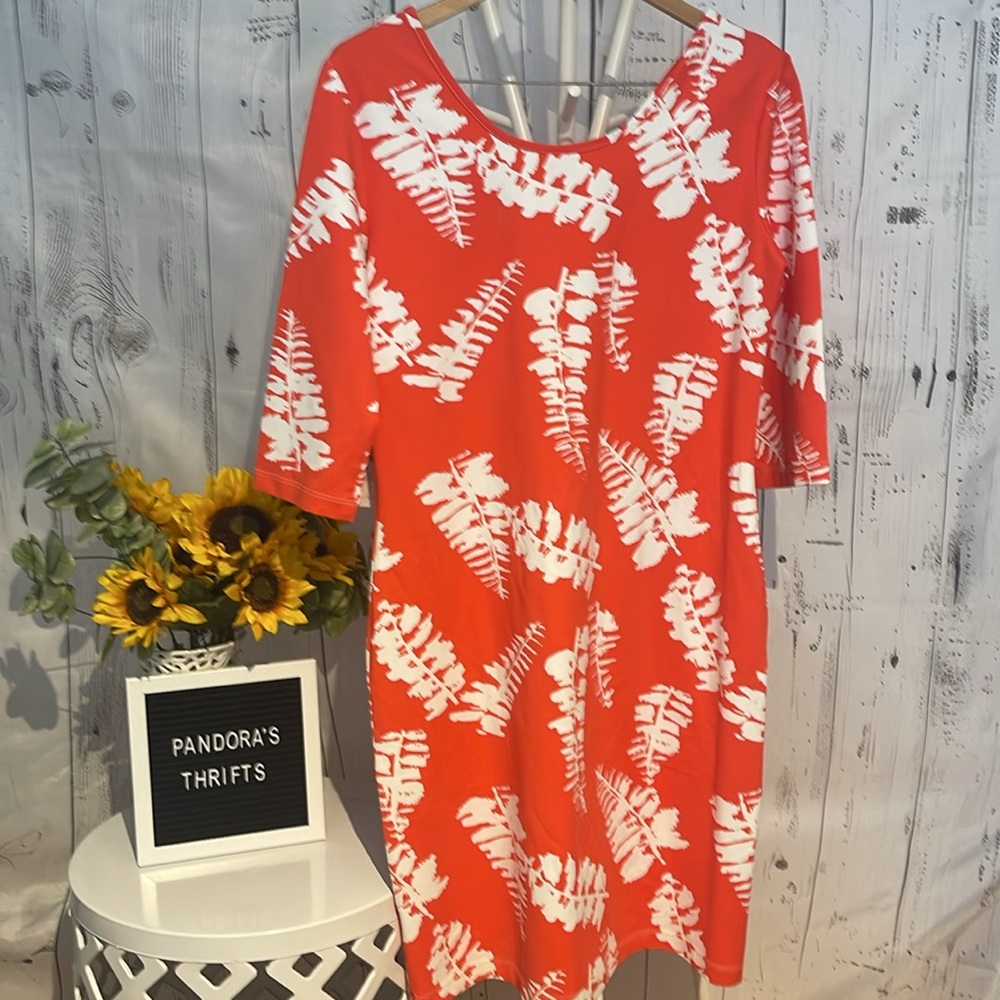 Persifor Orange and White Floral Dress Size XL NWT - Picture 2 of 11
